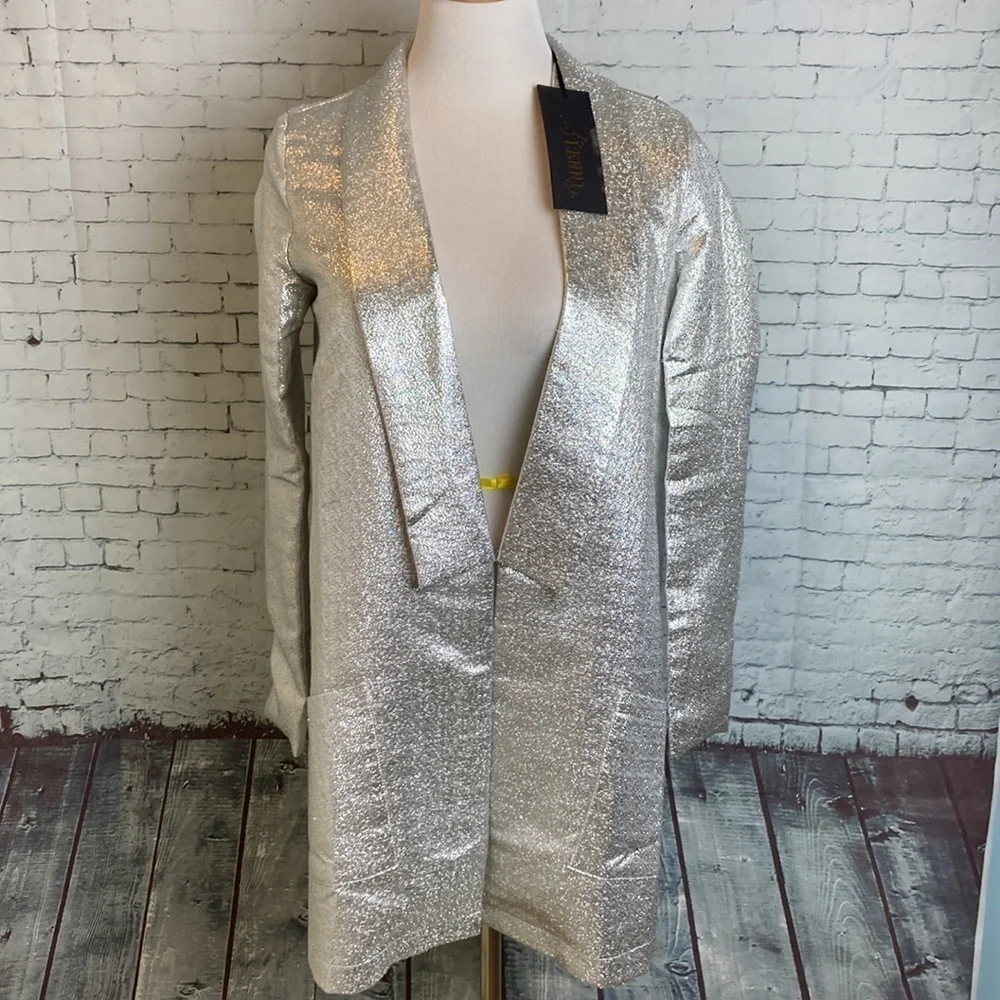 Free People NWT Lenni Calcite Suit US 2 XS Silver Maximalist Metallic Party Sexy - Picture 6 of 16